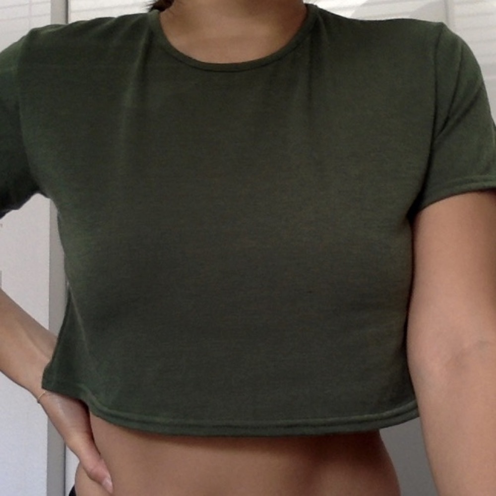 Nastygal cropped tee - olive